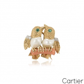 Cartier Yellow Gold Lovebird Brooch
